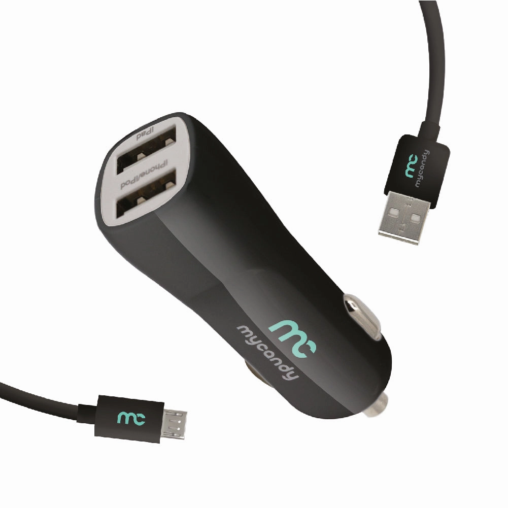 Last Chance Steal 3.4 A Dual Usb Car Charger With Micro Usb Cable 1M Black