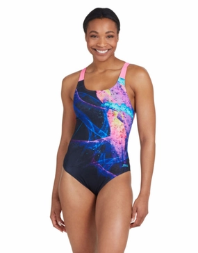 Acid Wave Speedback Swimsuit - Black/Pink minimalistic swimsuits women, sleek swimwear styles