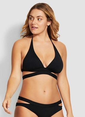 Active Halter Bikini Top - Black push up bikinis women, sporty womens bikini sets