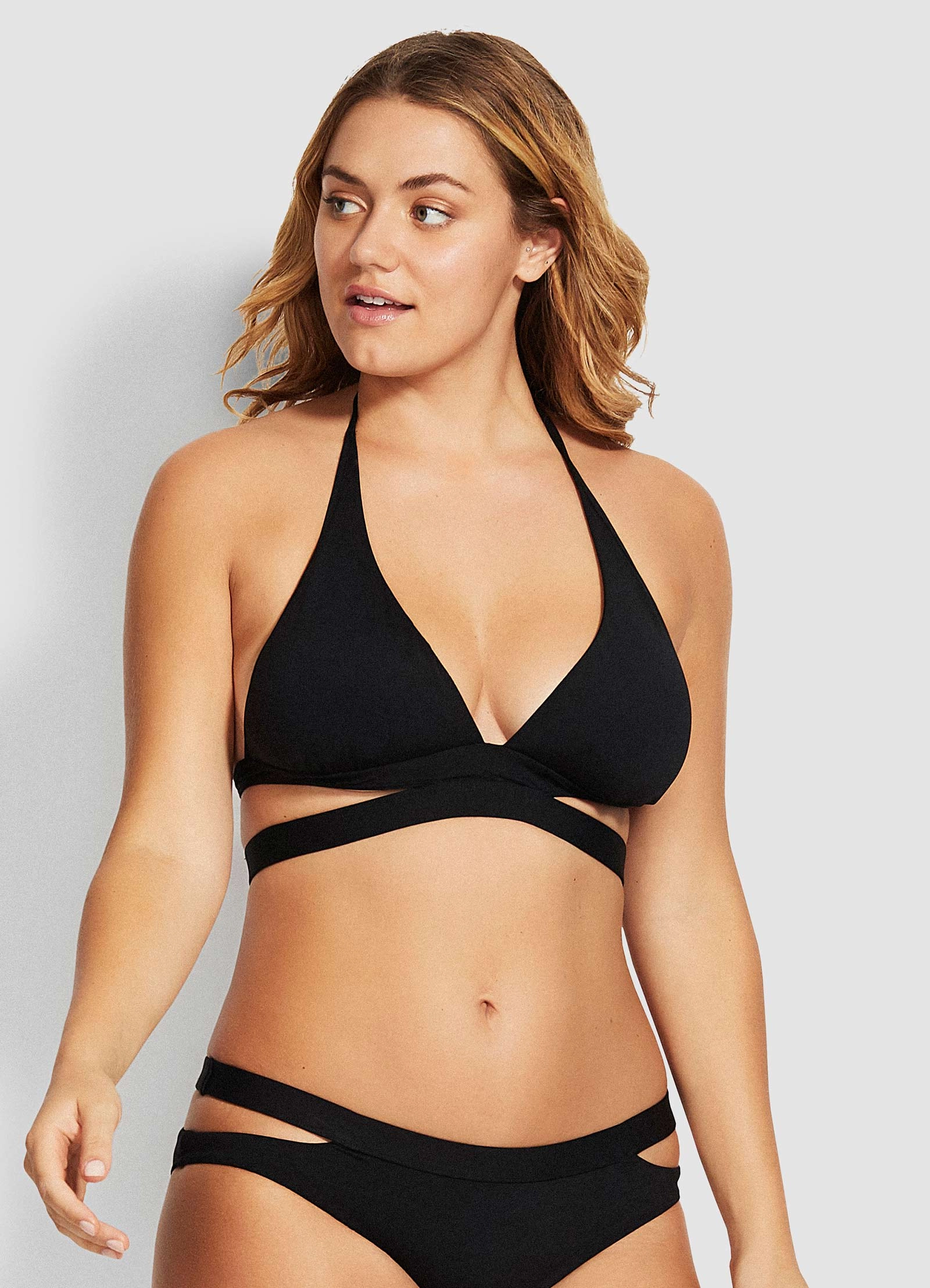 Active Halter Bikini Top - Black push up bikinis women, sporty womens bikini sets