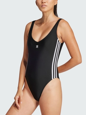 Adicolor 3 Stripes Black Swimsuit basic swimsuits for women, durable swimwear for ladies