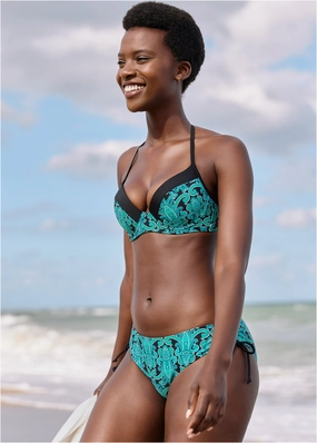 Adjustable Mid-Rise Bottom - Evening Paisley modest swim bottoms women, comfortable bikini bottoms