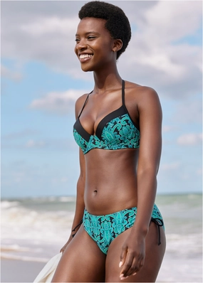 Adjustable Mid-Rise Bottom - Evening Paisley womens sun protection swimwear, trendy swimwear collection