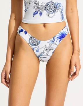 Ahoy Scoop High Cut Rio Bikini Pant - White adjustable swim bottoms women, flattering bikini bottoms