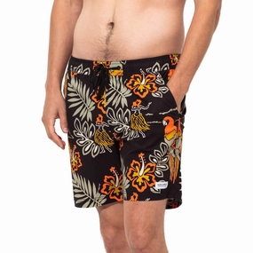 Aloha Club Elastic Boardshort In Black mens full coverage swimwear, stylish mens swim trunks