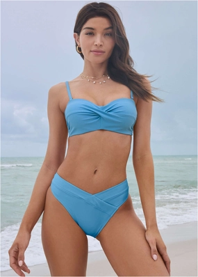 Amalfi Bandeau Top - Azure Blue bandeau bikini tops, triangle swim tops