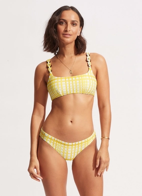 Amalfi Check Hipster - Lime Light high waist bikinis women, cheeky cut bikinis for women