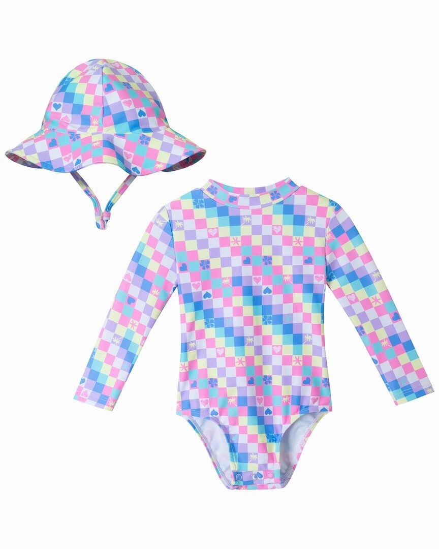 Andy & Evan Rashguard & Matching Hat Set stylish teen girl swimsuits, teen girls swimwear sets