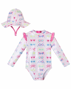 Andy & Evan Rashguard & Matching Hat Set stylish teen girl swimsuits, teen girls swimwear sets