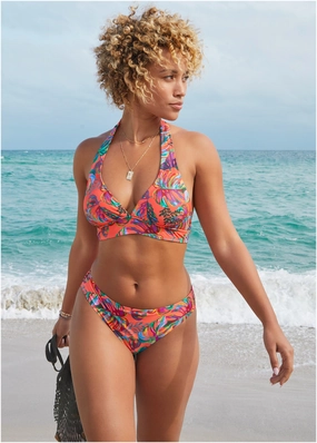 Anguilla Halter Top - Tropical Sunset All-Over swimwear for all body types, comfortable womens beachwear