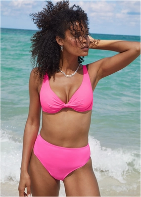 Antigua Twist Underwire Top - Hot Pink swimwear for all body types, comfortable womens beachwear