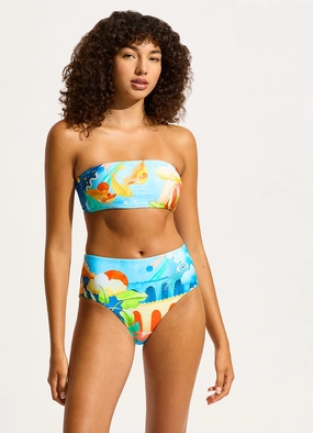 Aquarius Bandeau Bikini Top - Turquoise plus size swimwear women, summer swimwear for ladies