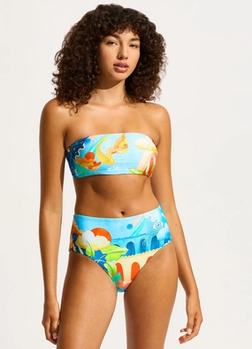 Aquarius High Waisted Bikini Bottom - Turquoise push up bikinis women, sporty womens bikini sets
