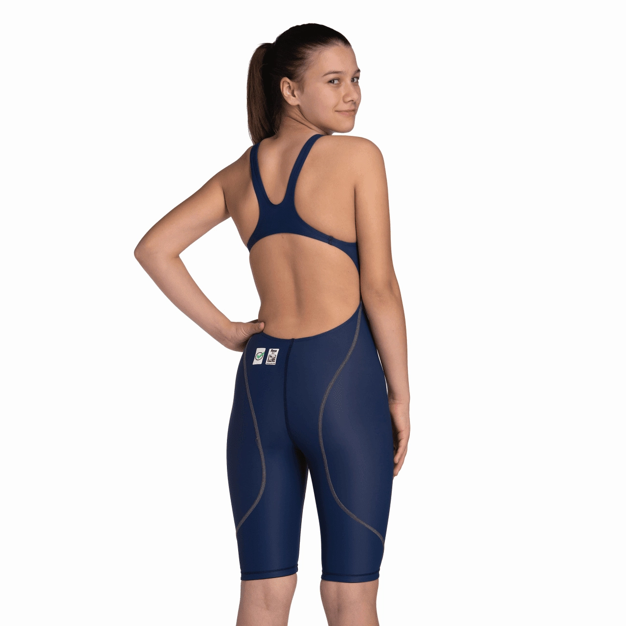 Arena Powerskin ST NEXT Junior Girls Open Back Kneeskin - Navy