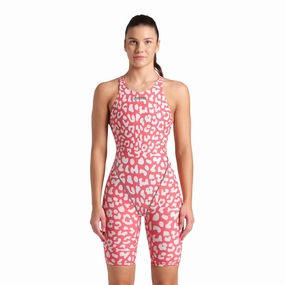 Arena Powerskin ST NEXT Womens Kneeskin Limited Edition - Leopard Geranium performance swimwear for women, athletic swimsuits