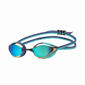 Arena Python Mirror Goggles - Turquoise/Future Dusk/ Water Blue anti fog swim goggles, swim training goggles