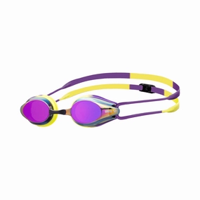 Arena Tracks Mirror Goggles - Violet/Plum/Lime anti fog swim goggles, swim training goggles