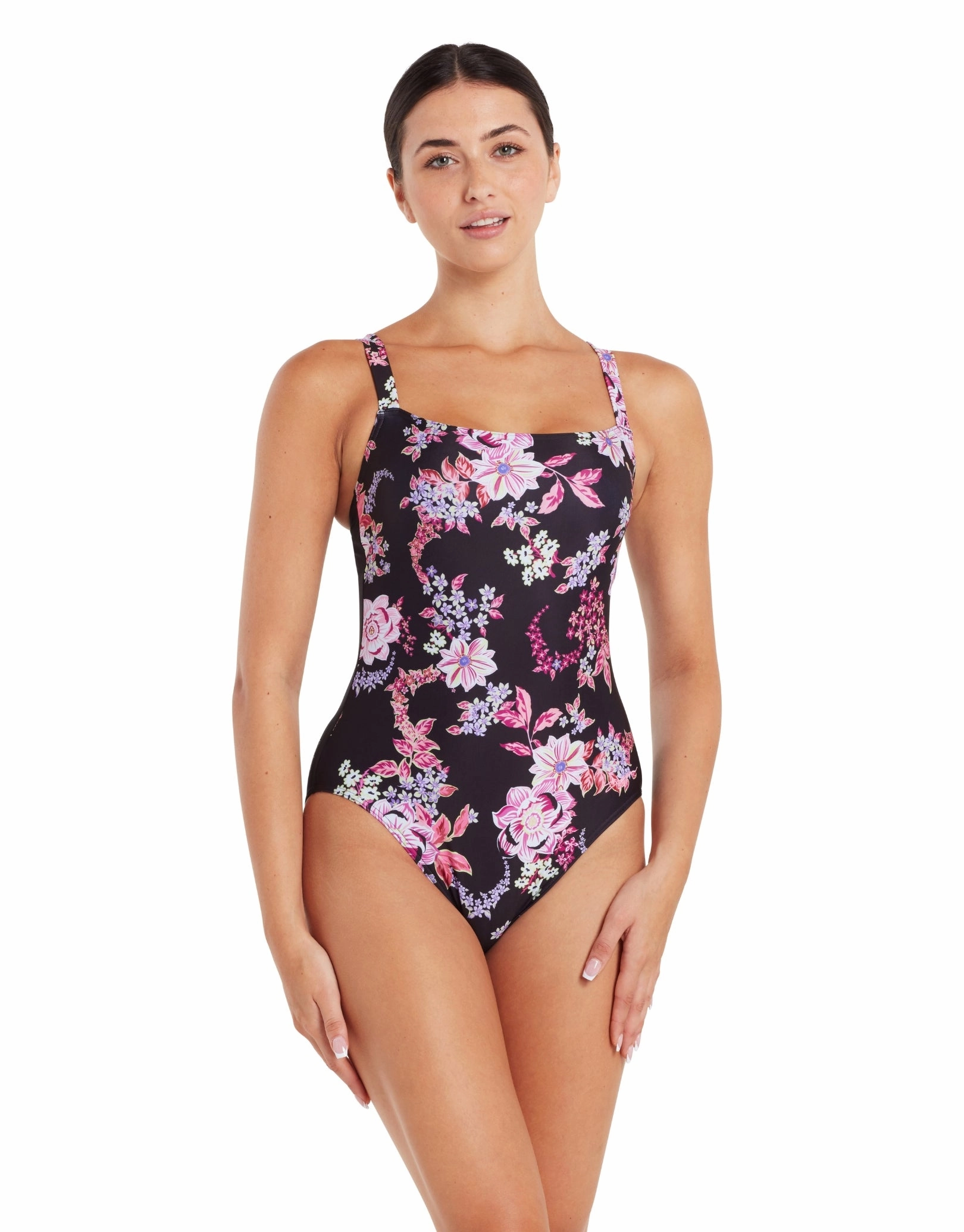 Artisan Adjustable Classicback Swimsuit - Black/Pink minimalistic swimsuits women, sleek swimwear styles