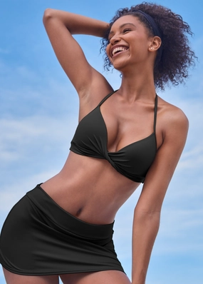 Aruba Swim Skirt - Black Beauty plain swimwear women, minimalist swimsuits