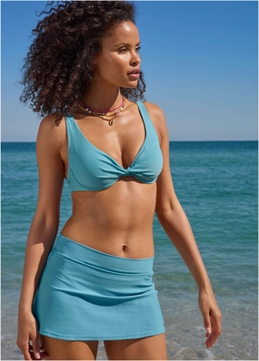 Aruba Swim Skirt - Blue modest swim bottoms women, comfortable bikini bottoms