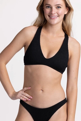 Aster Smocked Bikini Top - Black inclusive swimwear styles, all season swimwear options