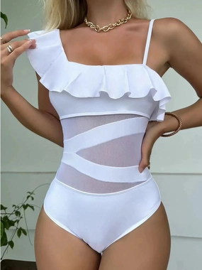 Asymmetrical Ruffled One-Piece Swimwear one piece swimsuits for women, full coverage one piece swimwear