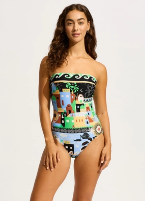Atlantis Bandeau One Piece - Ecru slimming one piece swimsuits, fashionable one piece suits