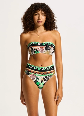 Atlantis High Waisted Bikini Bottom - Ecru plus size swimwear women, summer swimwear for ladies