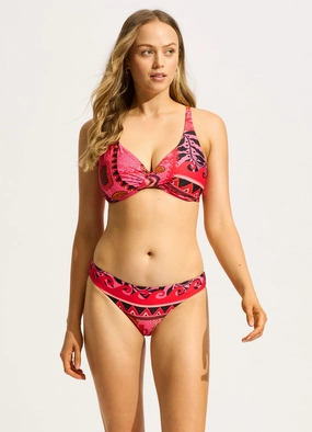 Atlantis Wrap Front F Cup Bikini Top - Paradise Pink plus size swimwear women, summer swimwear for ladies
