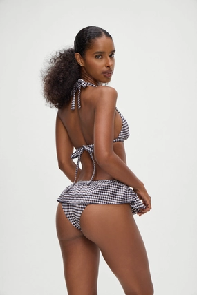 Augustine Gingham Swim Skirt - Blackberry Gingham beach bikini styles for women, modern cut swim bikinis