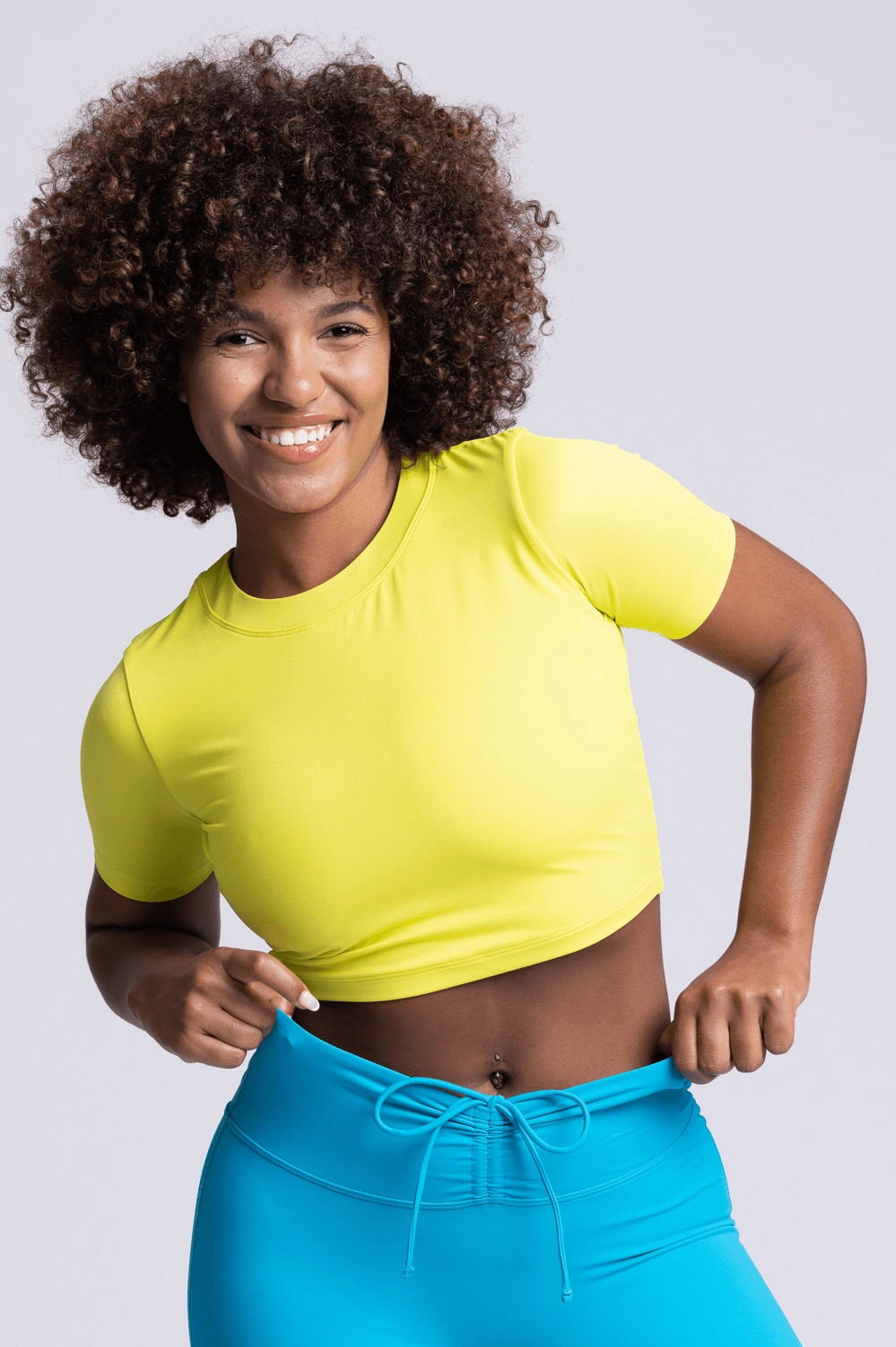 Aurora Short Sleeved Crop Rashie - Glowstick all types of swimwear, stylish swimwear for all body types