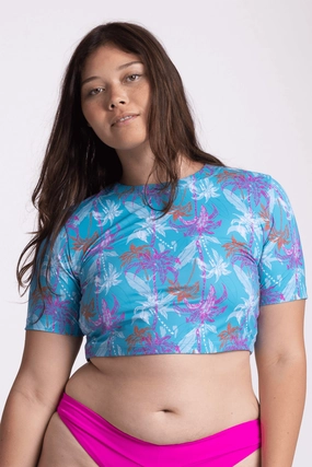 Aurora Short Sleeved Crop Rashie - Surfside all types of swimwear, full coverage swimwear for all ages