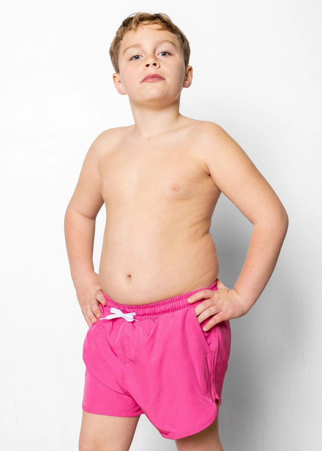 Azalea Pink | Youth Retro Shorties boys summer swimwear, boys rash guard swim sets