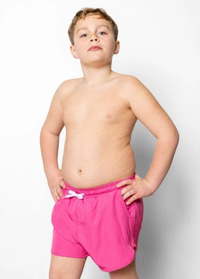 Azalea Pink | Youth Retro Shorties boys summer swimwear, boys rash guard swim sets