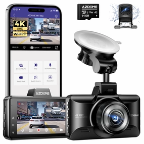 Best Deal Online Azdome M01 Max 4K Dash Cam Front And Rear 3" Screen Dual Dashboard Camera For Car With Free 64Gb Card, Built-In Adas G-Sensor, 24H Parking Mode