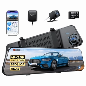 Biggest Savings Now Azdome Mirror Dash Cam Pg17 Max 4K 2.5K  With Adas, Bsd And Lca, 12" Rear View Mirror Camera