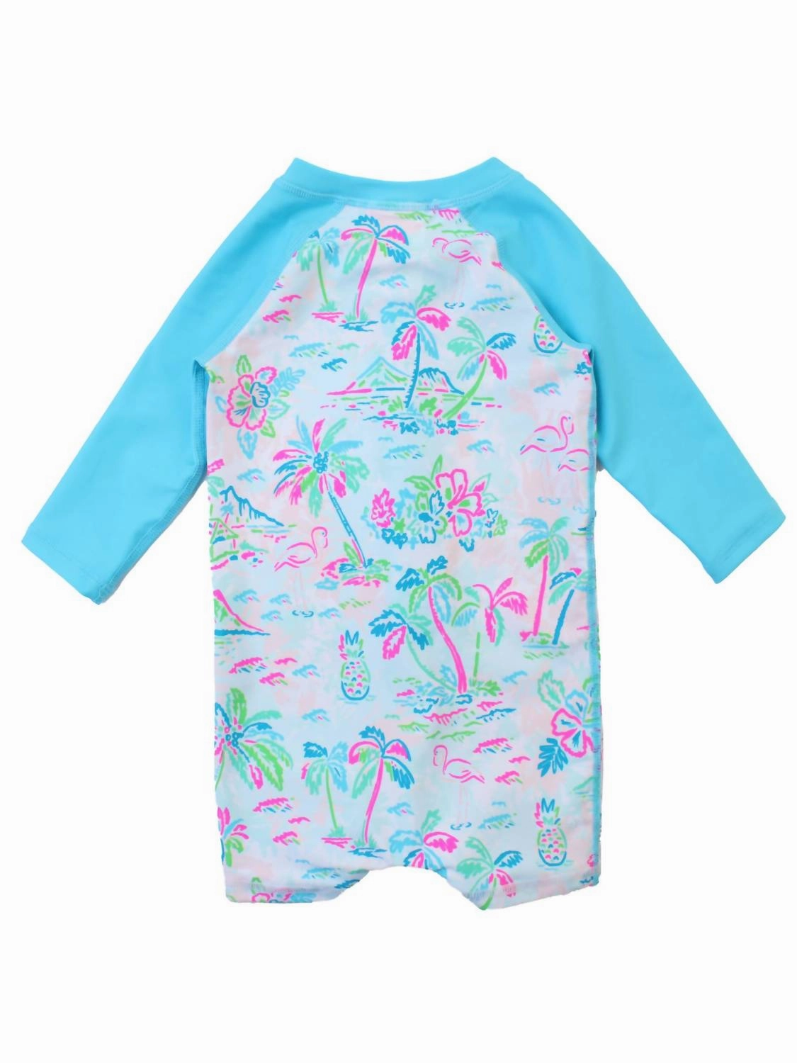 Baby Boys Tropical Resort Long Sleeve One Piece Rash Guard In White