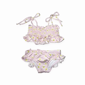 Baby's Mini Kini Happy Daisy Bikini Set In Pink stylish teen girl swimsuits, teen girls swimwear sets
