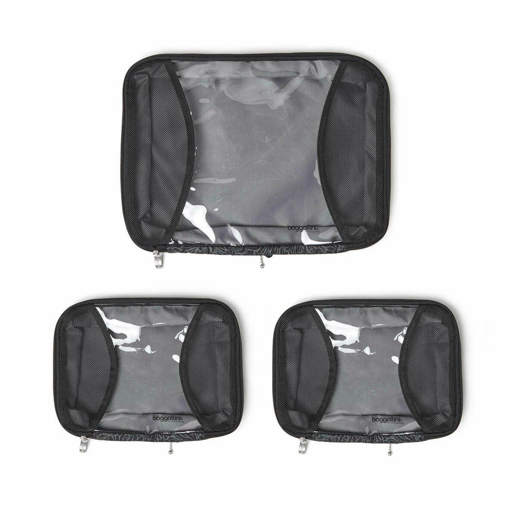 Baggallini Travel 2 Medium & 1 Large Compression Packing Cube Set Smart Luggage Bag Travel Storage Case