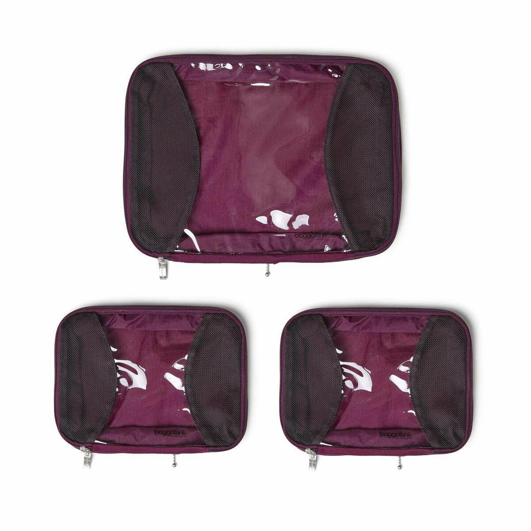 Baggallini Travel 2 Medium & 1 Large Compression Packing Cube Set Rolling Duffel Travel Accessories Case