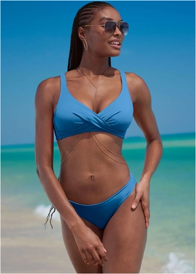 Bali Moderate Bottom - Azure Blue black swim bottoms women, solid color bikini bottoms