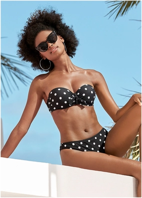 Bandeau Bikini Top - Retro Dots supportive swim tops, printed bikini tops