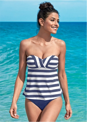Bandeau Tankini Top - Sailor Blue swimwear for all body types, comfortable womens beachwear