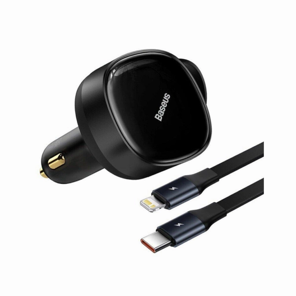 Mega Online Discount Save Big Online Baseus Car Charger Enjoyment Retractable Dual Output Type-C & Lightning 30W Black Cgtx000001