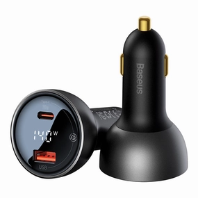 Baseus Digital Display Pd3.1 Dual Fast Charger Car Charger U C 140W Set Obsidian Black With C To C 240W 1M Black-Cgzx070001 Price Slash Today