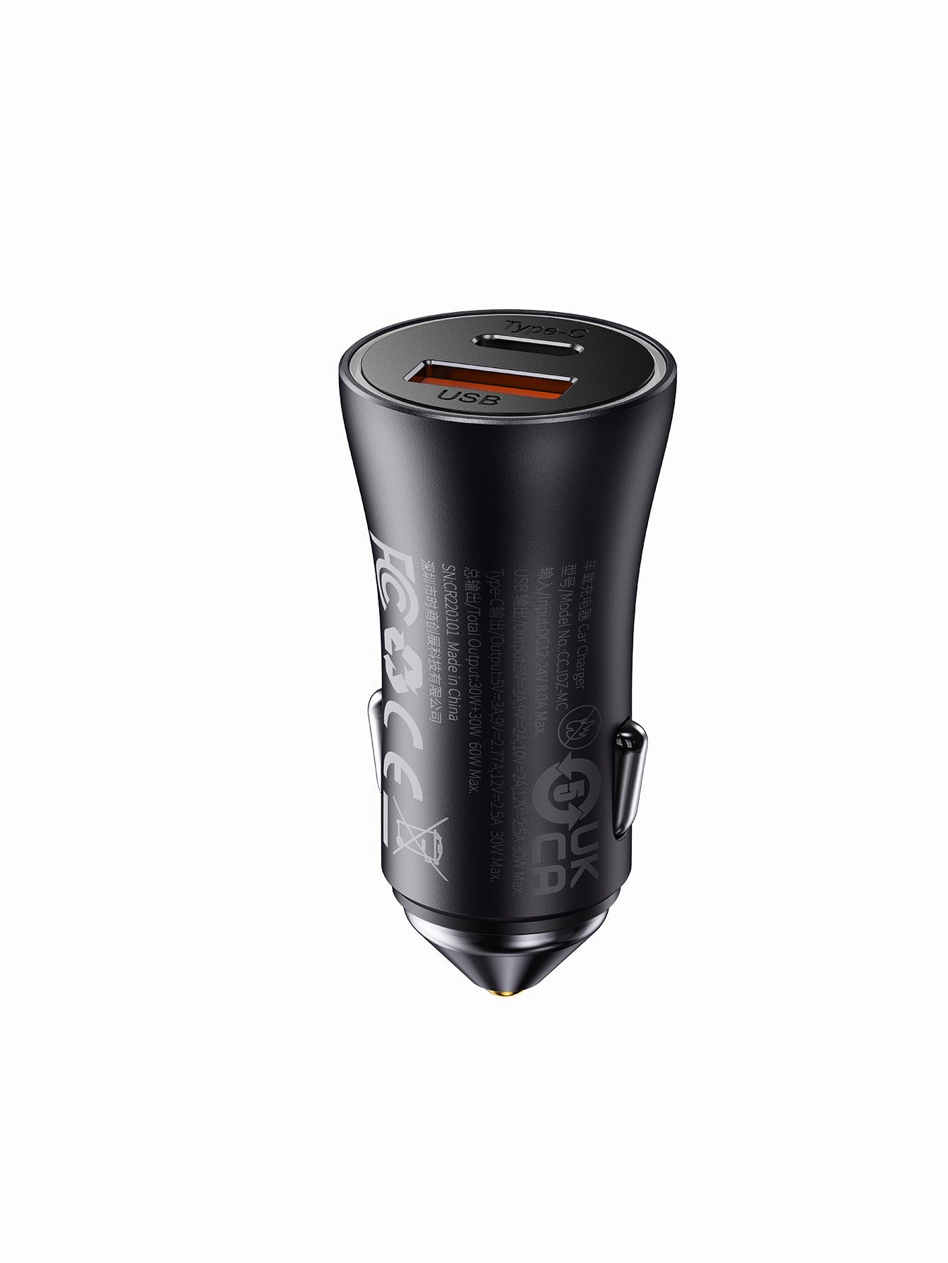 Shop the Best Deals Baseus Golden Contactor Max Fast Car Charger Usb   Usb Type C 60 W Quick Charge Dark Grey (Cgjm000113)