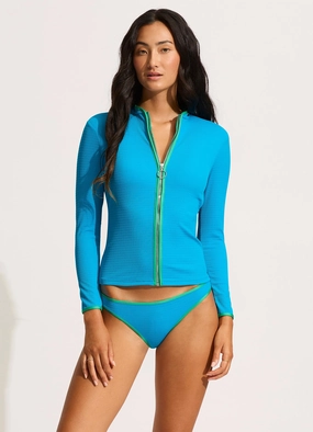 Beach Bound Long Sleeve Sunvest - Turquoise plus size swimwear women, summer swimwear for ladies