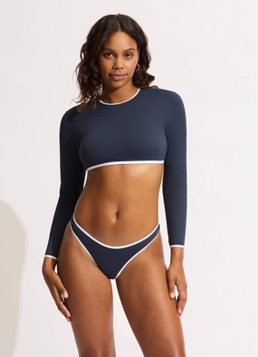 Beach Bound Scoop High Cut Bikini Bottom - True Navy modern womens swimwear, one piece swimsuits women