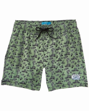Beach Bros Geo Floral Leaf Swim Trunk mens full coverage swimwear, stylish mens swim trunks