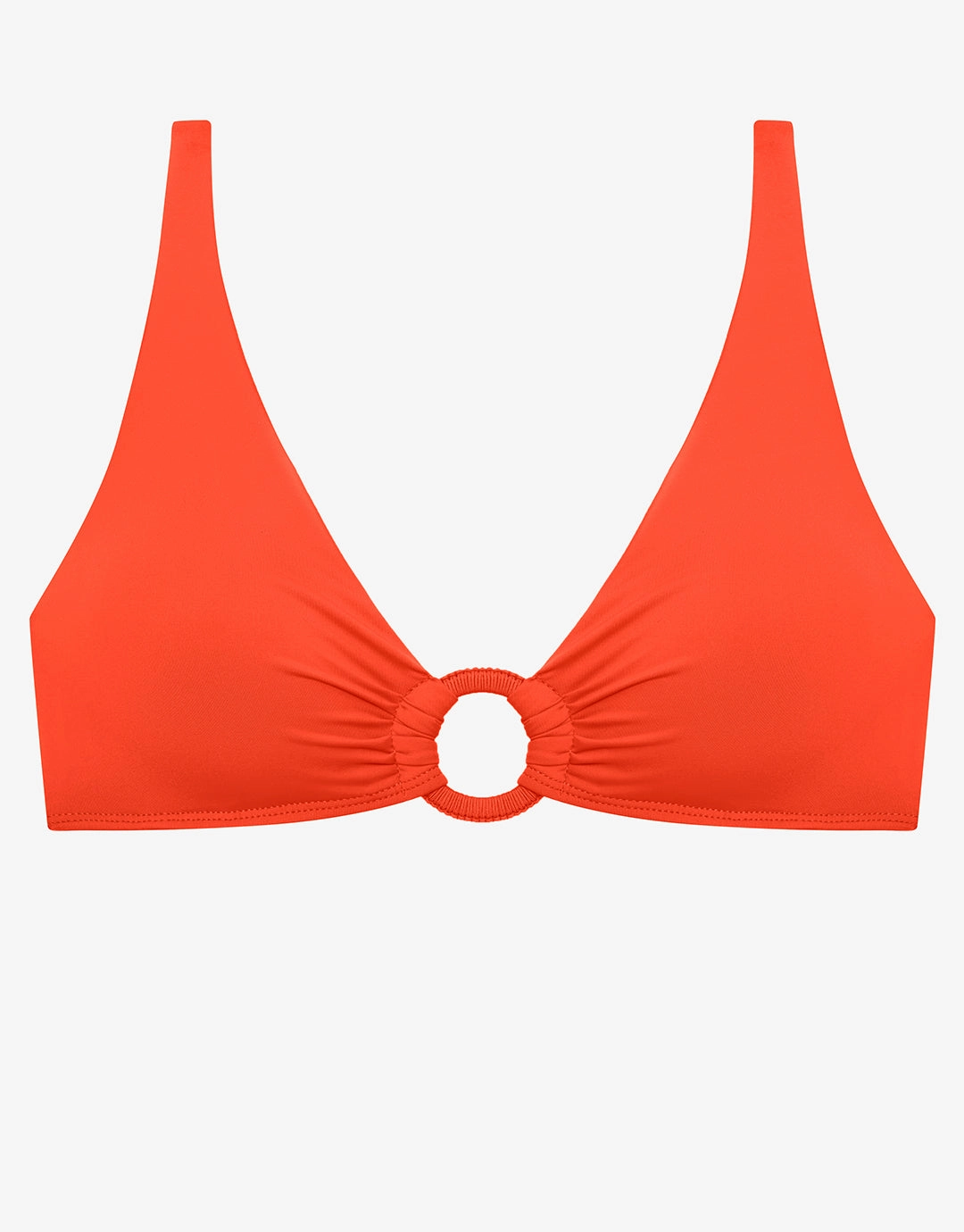 Beach Club Solids Macrame Ring OTS Bikini Top - Persimmon